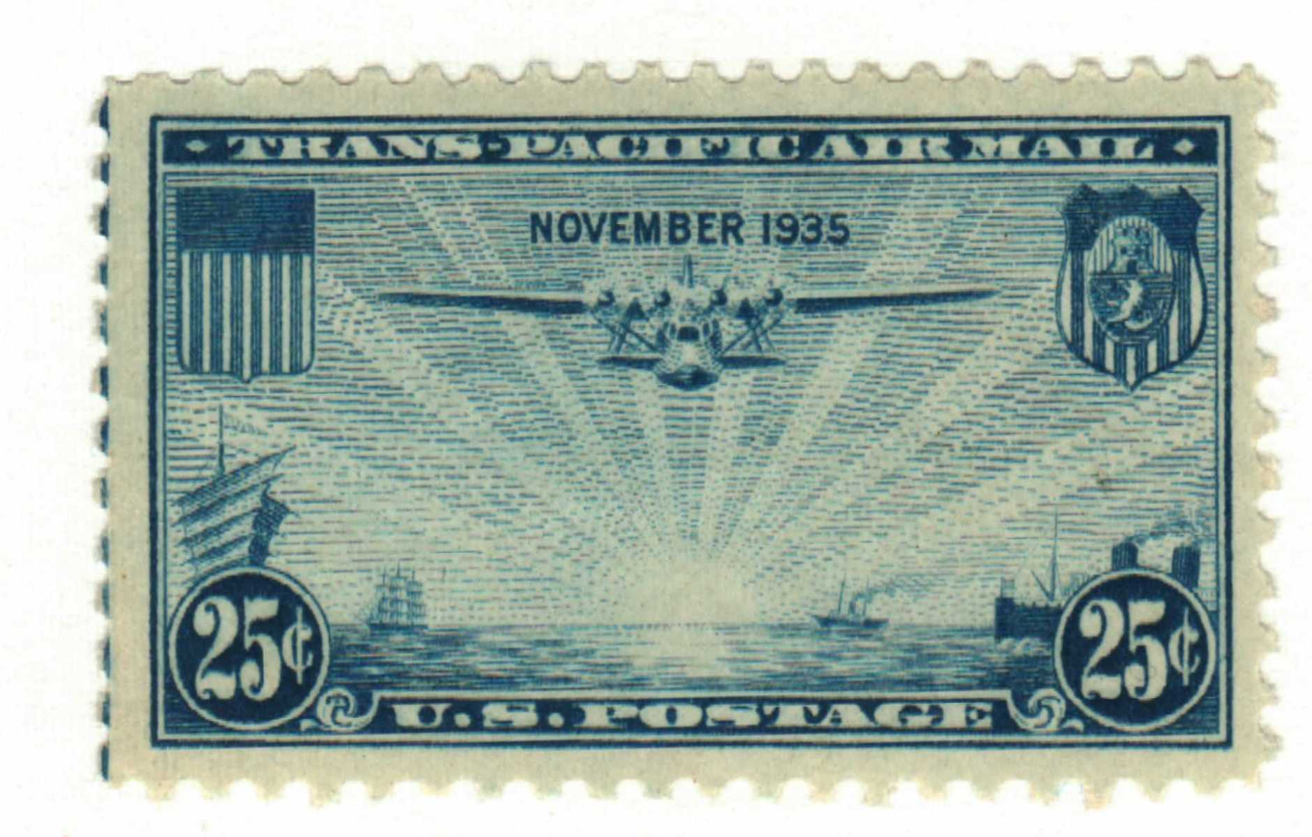 C20 - 1935 25c Trans-Pacific blue - Mystic Stamp Company