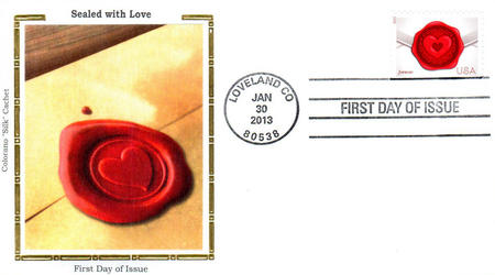 4847 - 2014 First-Class Forever Stamp - Love Series: Cut Paper Heart -  Mystic Stamp Company