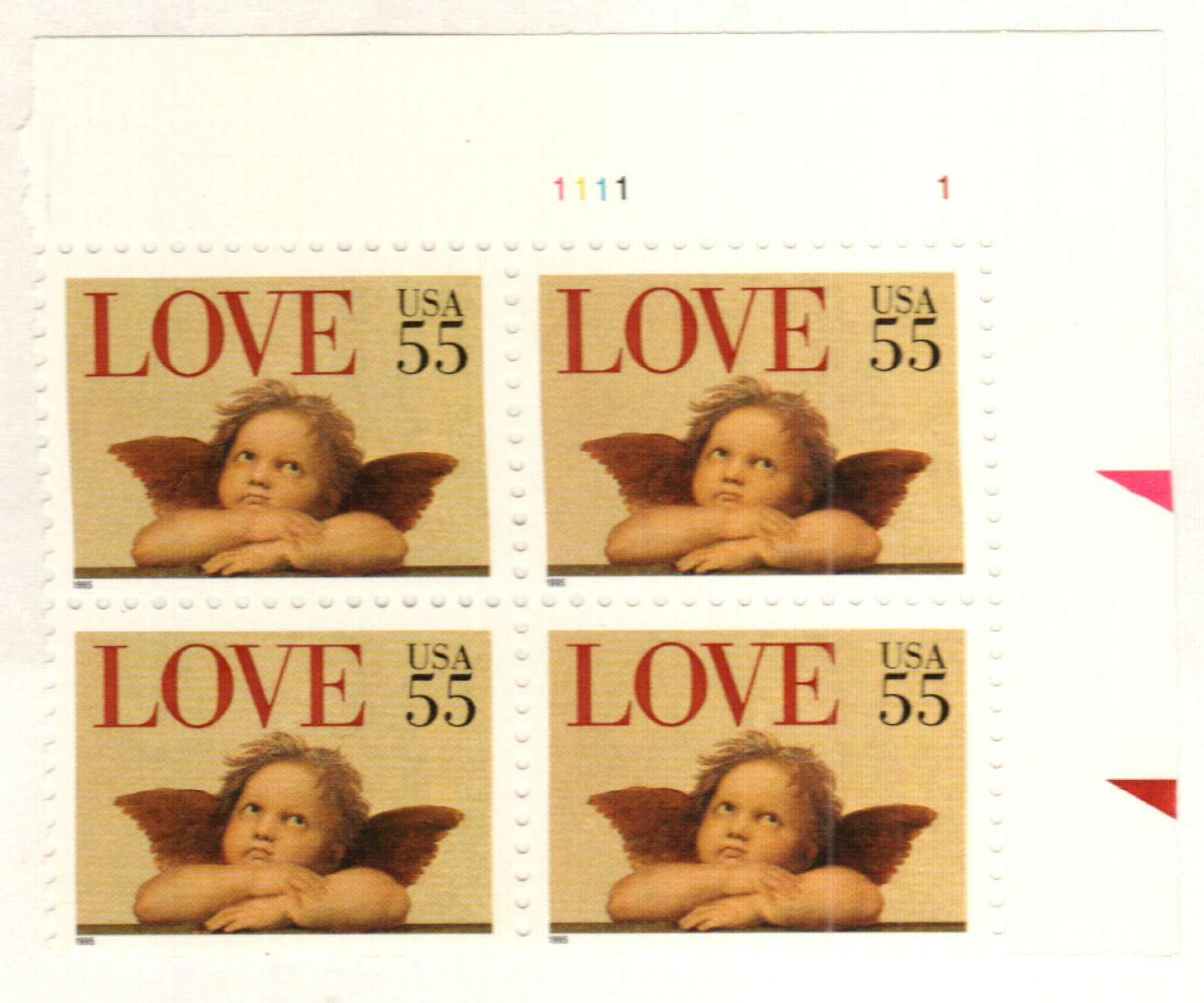 FIVE 55c Cherub Love Stamps .. Unused US Postage Stamps | Angel | Christmas  postage | Love Christmas | Christmas Card | 55c RSVP Love stamps