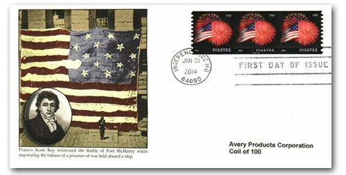 USPS Forever Stamps, Star-Spangled Banner, Roll of 100 (Fireworks)