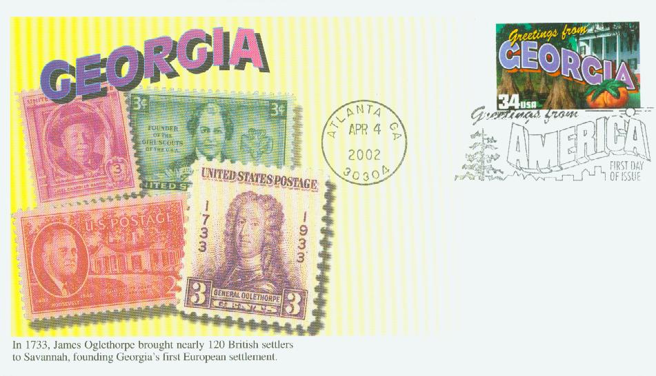 US (2002)- GREETINGS FROM AMERICA SHEET OF 50v- 34c SELF-ADHESIVES - County  Stamp Center