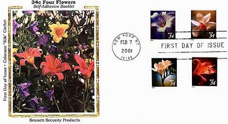 3454//90 - 2000-2001 Flowers, 16 stamps - Mystic Stamp Company