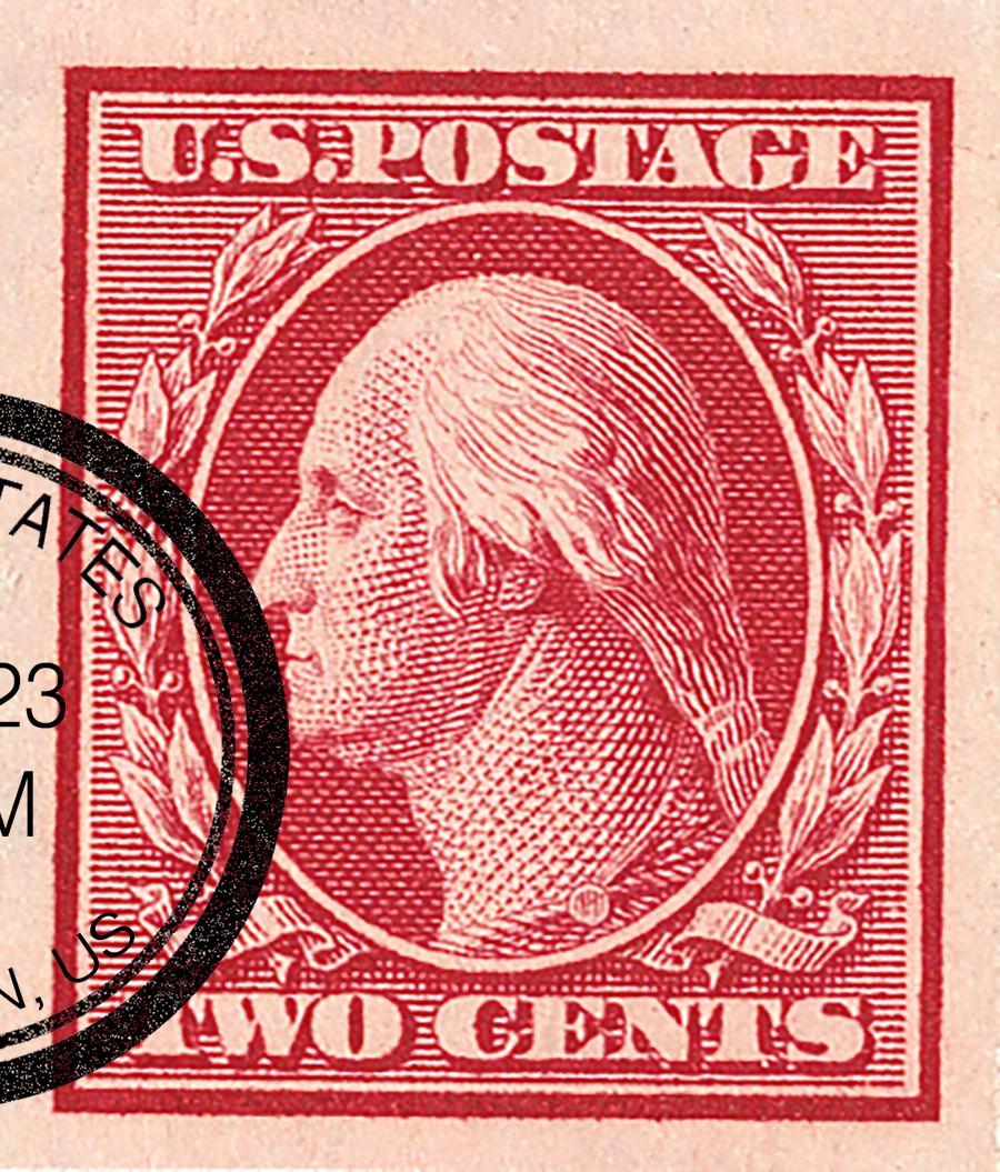 384 - 1910 2c Washington, carmine, single line watermark, imperforate ...