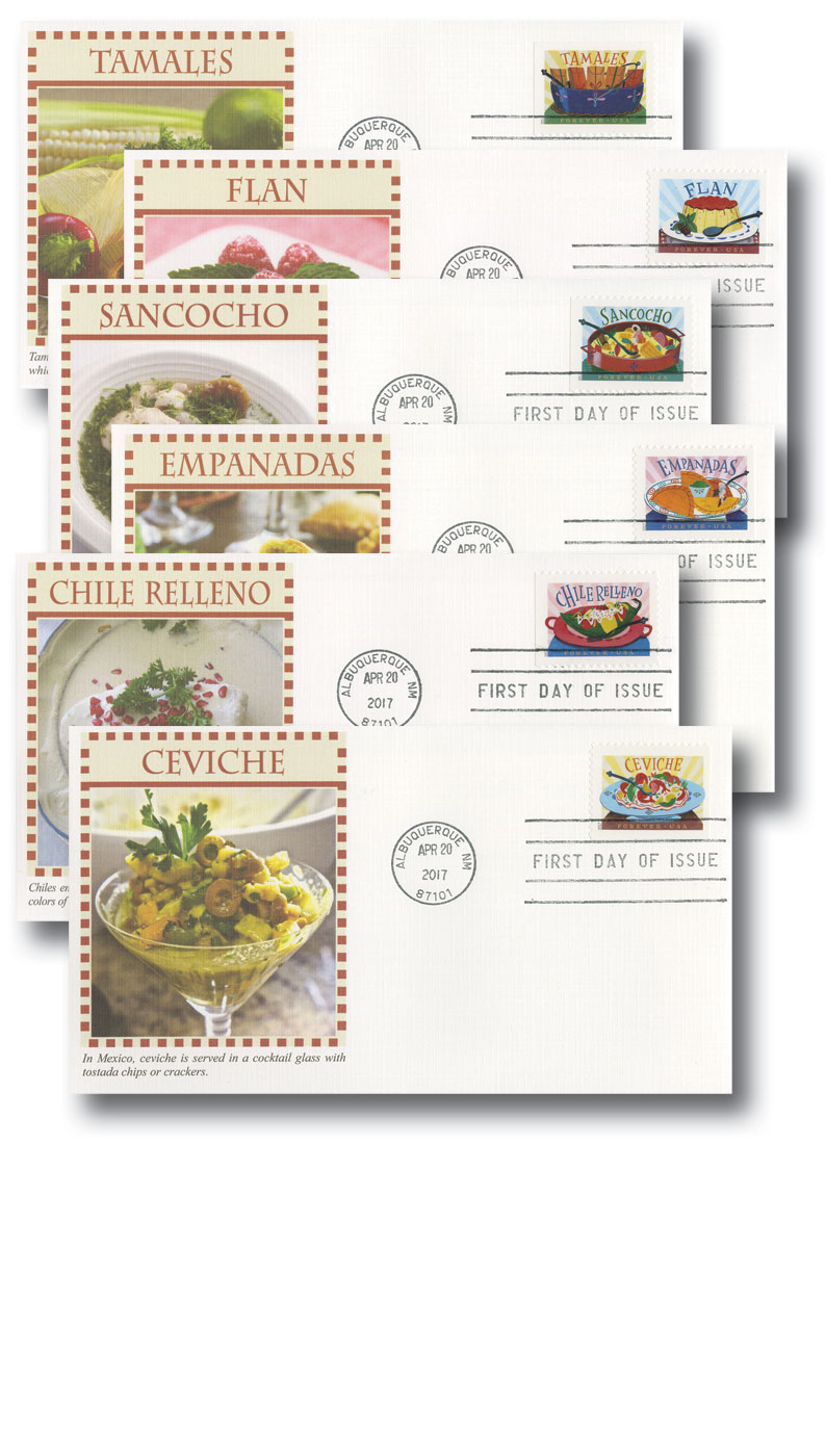 Delicioso Book of 20 USPS one-ounce rate Forever Postage Stamps Latin Food  Traditional