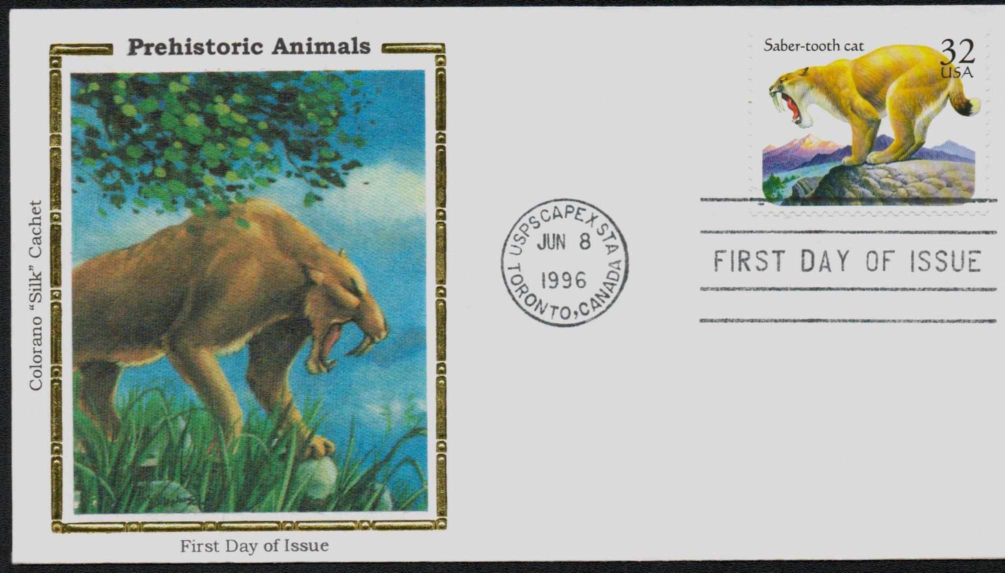 20 Pre-historic Animal Stamps, Vintage Postage Stamps, Woolly Mammoth,  Saber Tooth Tiger, Mastodon, Eohippus 