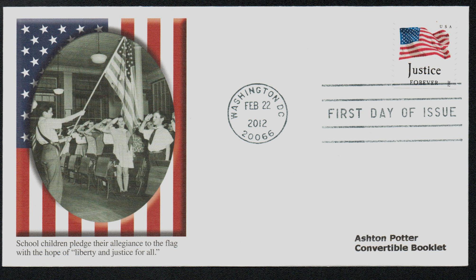 4641-44 - 2012 First-Class Forever Stamp - U.S. Flags: Equality, Justice,  Freedom and Liberty (Ashton Potter, booklet) - Mystic Stamp Company