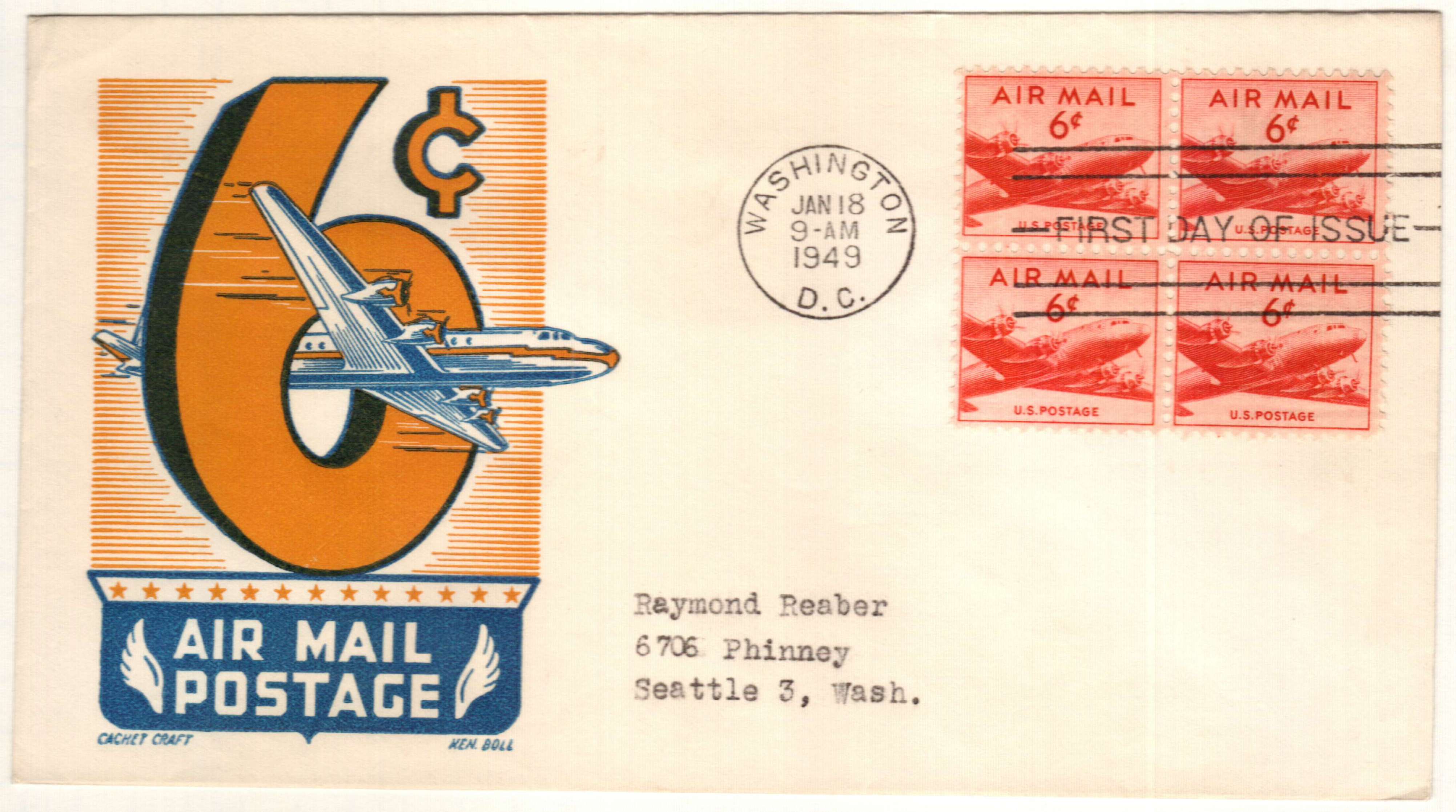 Red Air Mail Stamps  Skymaster (5 Cents Each) — Little Postage House