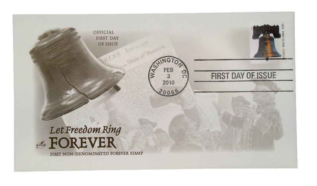 4437 FDC 2010 FirstClass Forever Stamp Liberty Bell Mystic Stamp