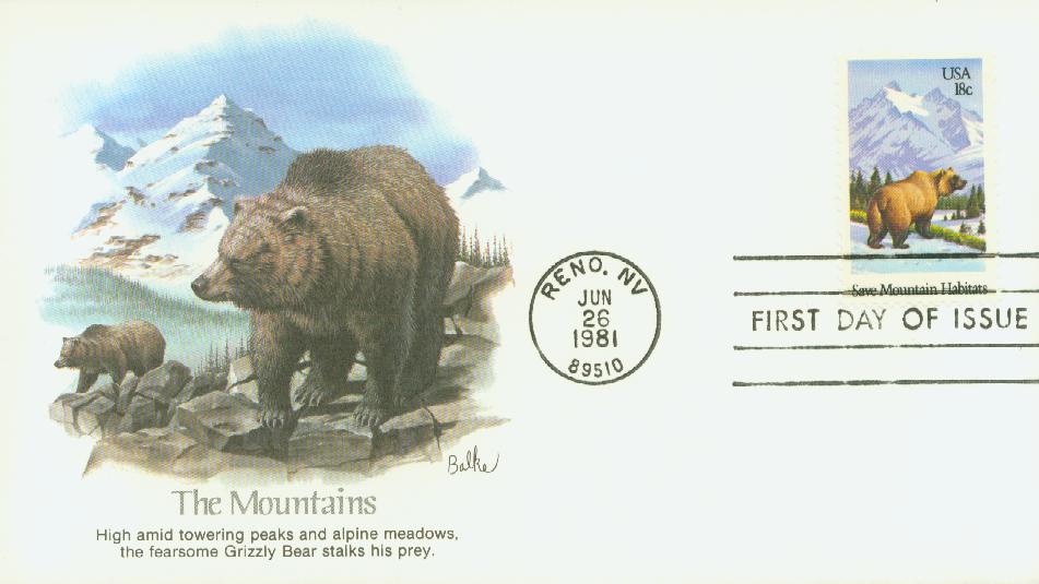 1923 FDC - 1981 18c Preservation of Wildlife Habitat: Save Mountain  Habitats - Mystic Stamp Company