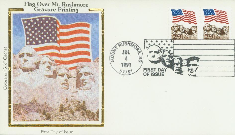 2523A FDC - 1991 29c Flag over Mount Rushmore, gravure version - Mystic ...