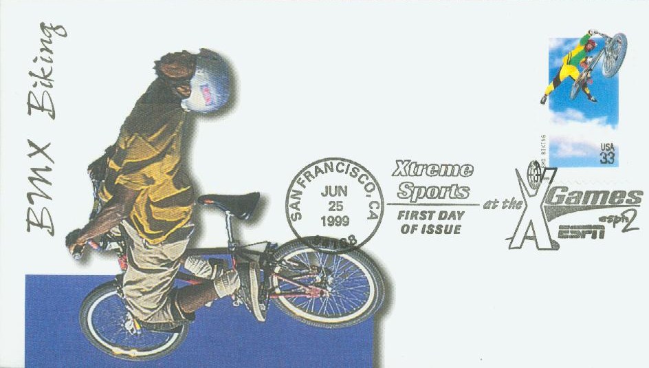3322 FDC 1999 33c Xtreme Sports BMX Biking