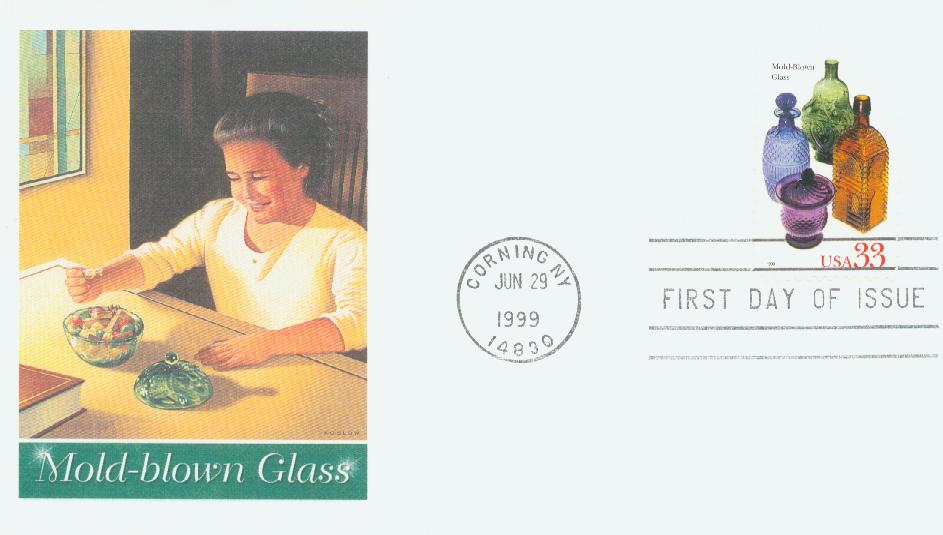 3326 FDC 1999 33c American Glass MoldBlown Glass Mystic Stamp Company
