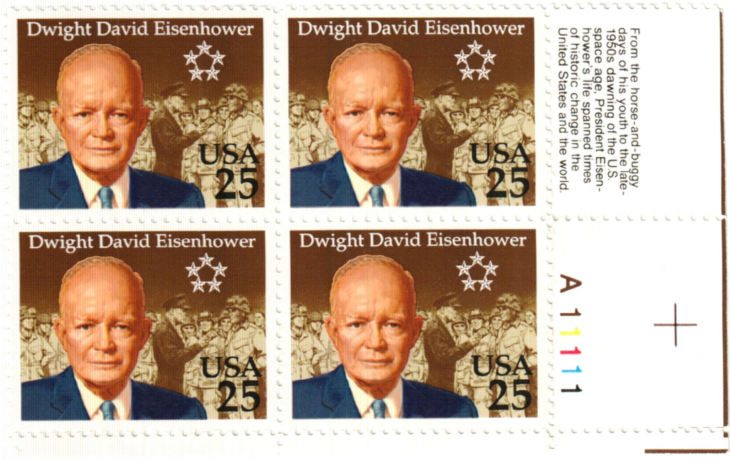 2513 PB 1990 25c Dwight David Eisenhower Mystic Stamp Company