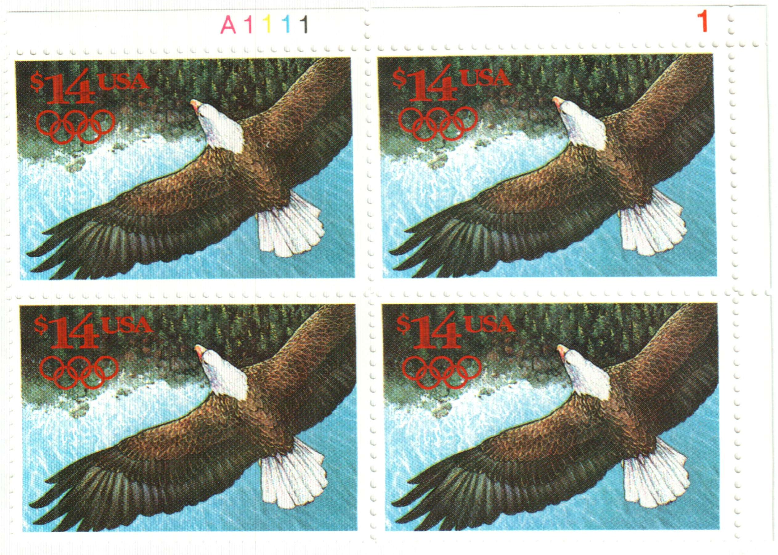 2542 - 1991 $14.00 Eagle, International Express Mail - Mystic Stamp Company