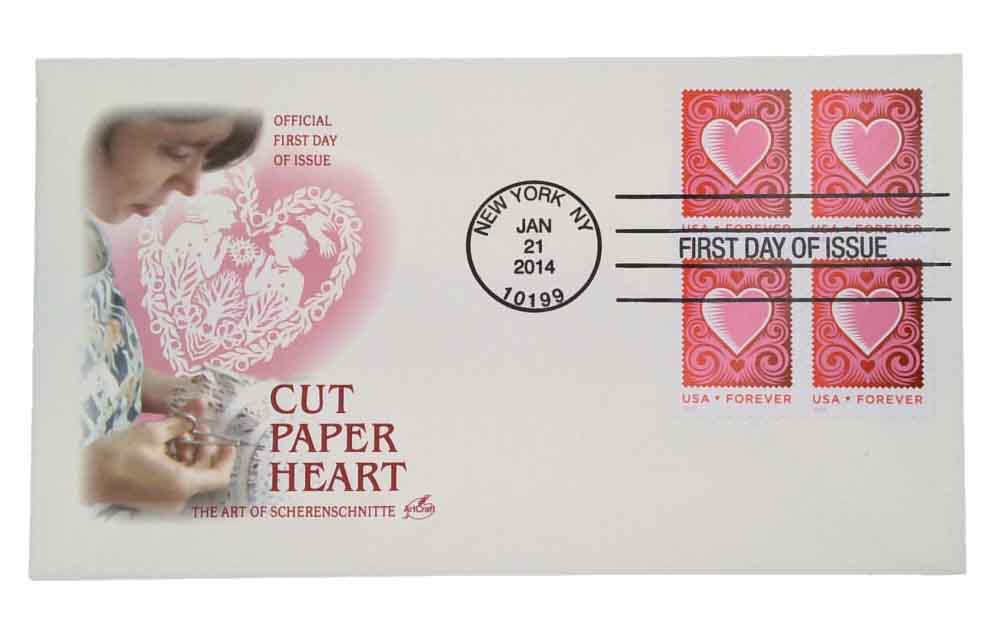 4847 FDC - 2014 First-Class Forever Stamp - Love Series: Cut Paper Heart