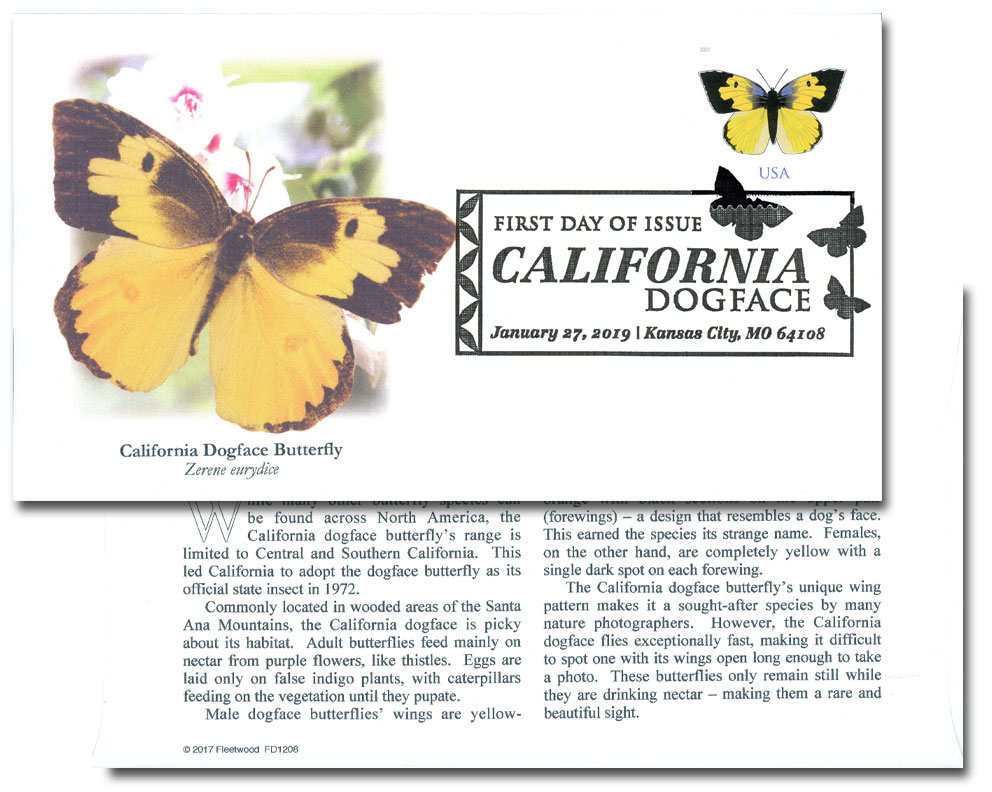 5346 FDC 2019 70c California Dogface Butterfly Mystic Stamp Company