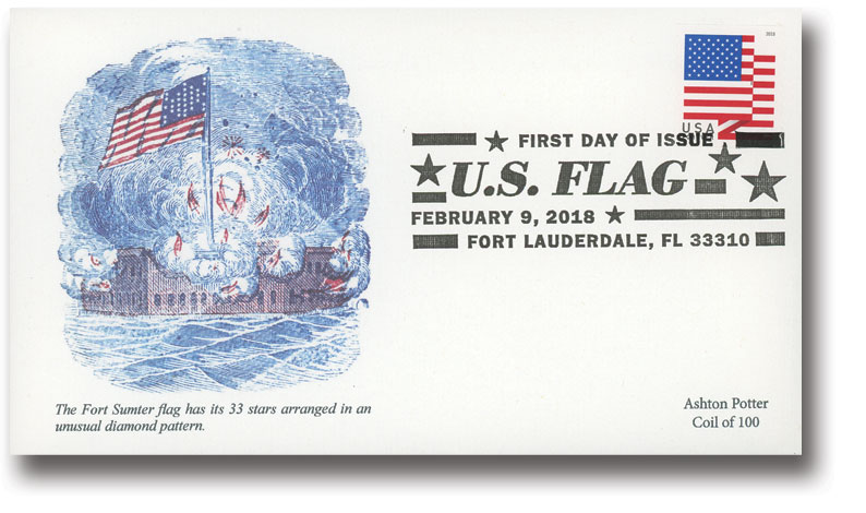 5158 - 2017 First-Class Forever Stamp - U.S. Flag (Sennett Security  Products, coil) - Mystic Stamp Company