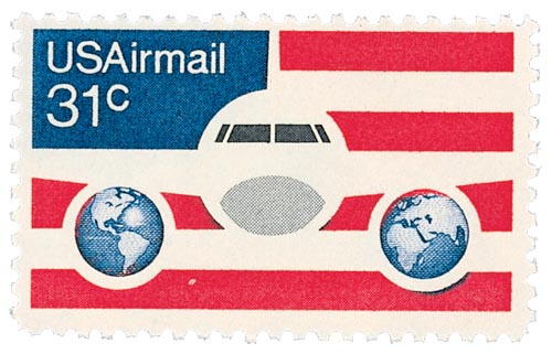 Qty 6 USA Air-Mail Stamps, Misc Denominations - Oahu Auctions