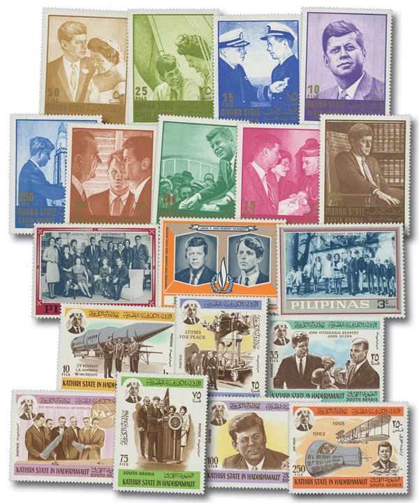 M11717 The JFK Collection, Mint, Set of 19 Stamps, Worldwide Mystic