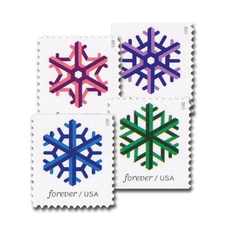 5031-34(CF) - 2015 Geometric Snowflakes WARNING: COUNTERFEIT - Mystic Stamp  Company