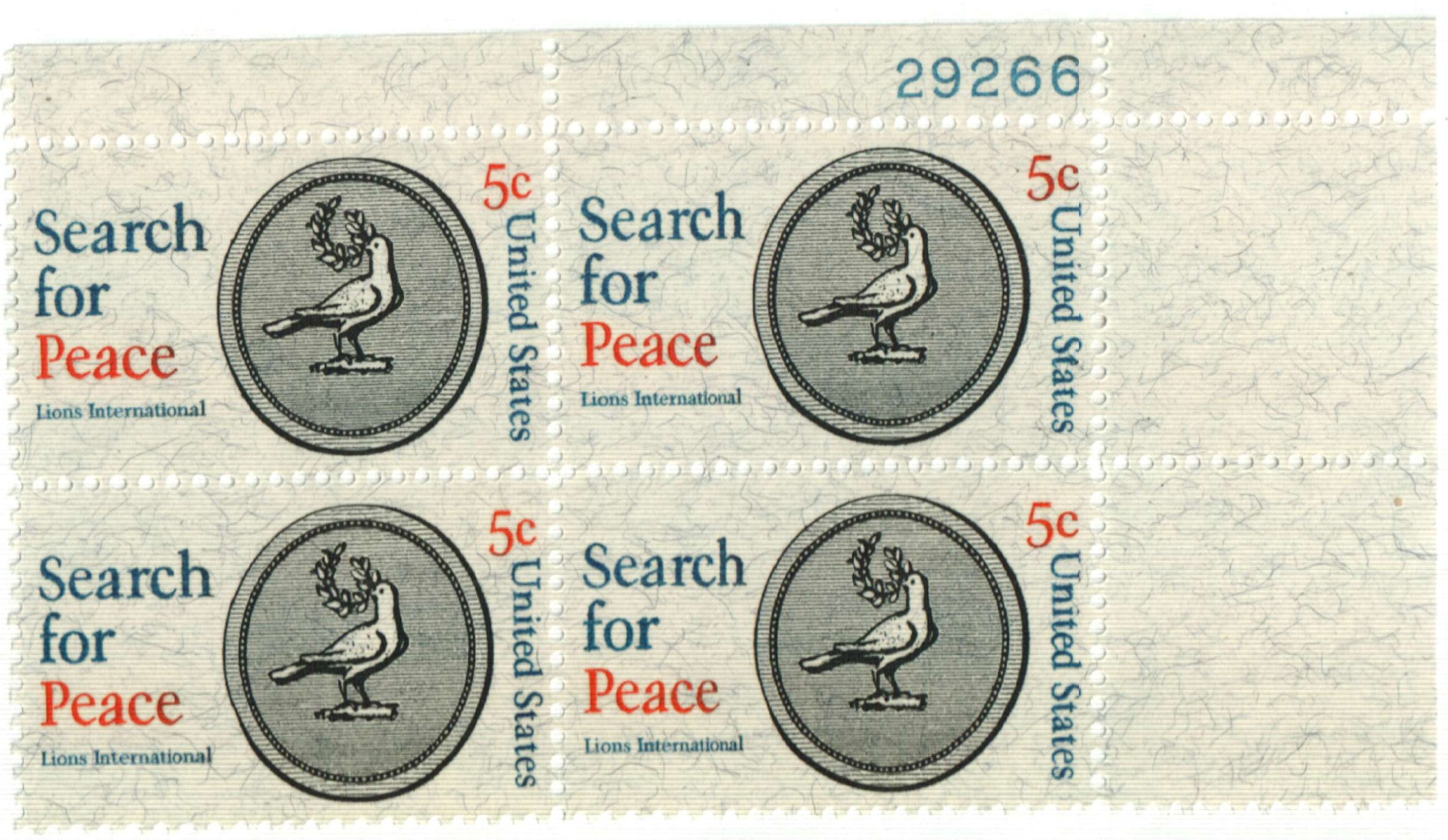 US Scott #1326 Search For Peace, Lions International, 1967, 5 Cent Stamp