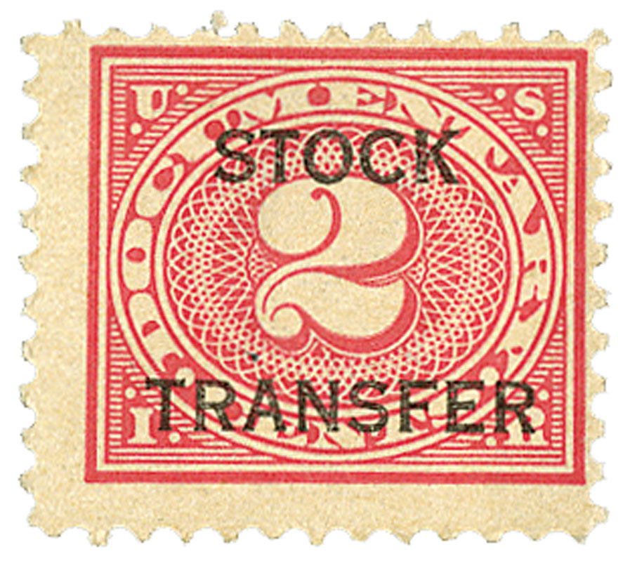 RD2 - 1918-22 2c Stock Transfer Stamp, carmine rose, horizontal ...