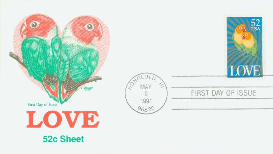 25c LOVE Birds & Heart single