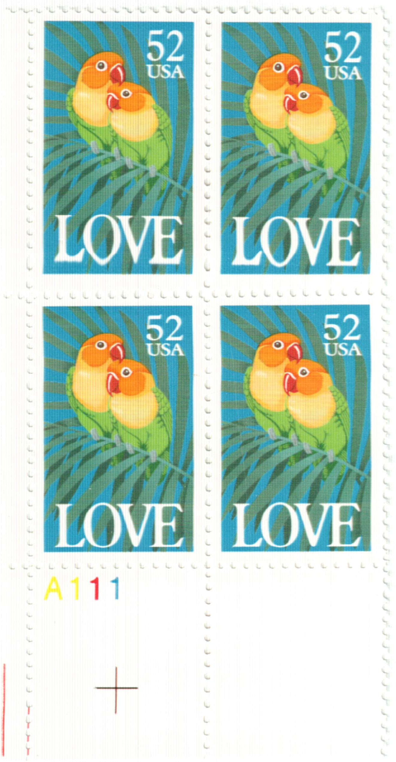 25c LOVE Birds & Heart single