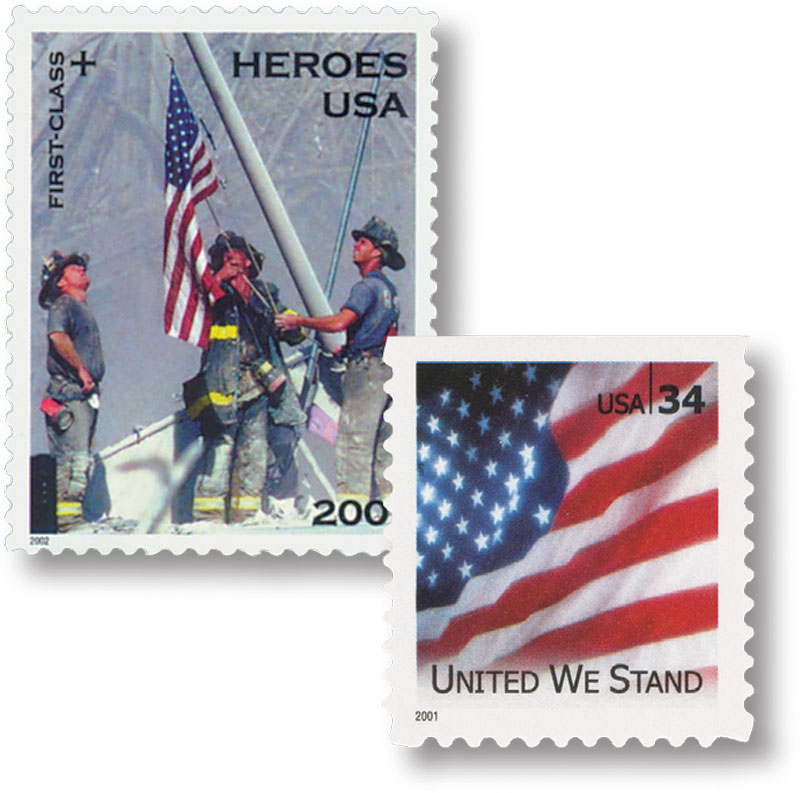 B2 - 2002 34c & 11c Semipostal - Heroes of 2001, non denominated - Mystic  Stamp Company