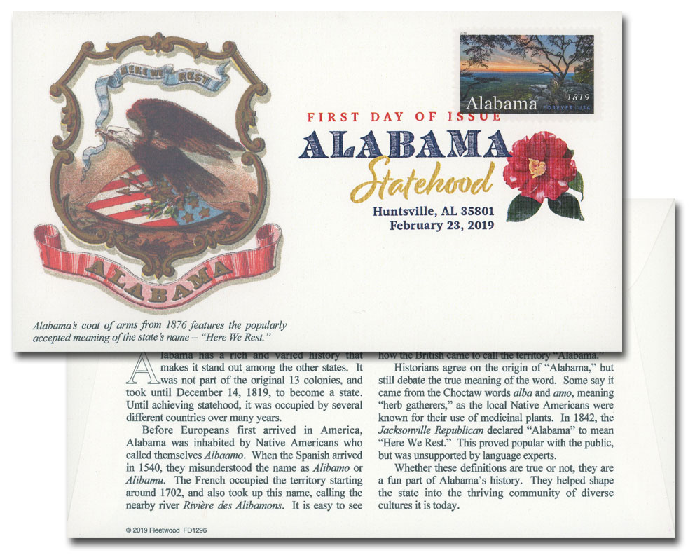 5360 2019 First Class Forever Stamp Statehood Alabama Bicentennial Mystic Stamp Company 2106