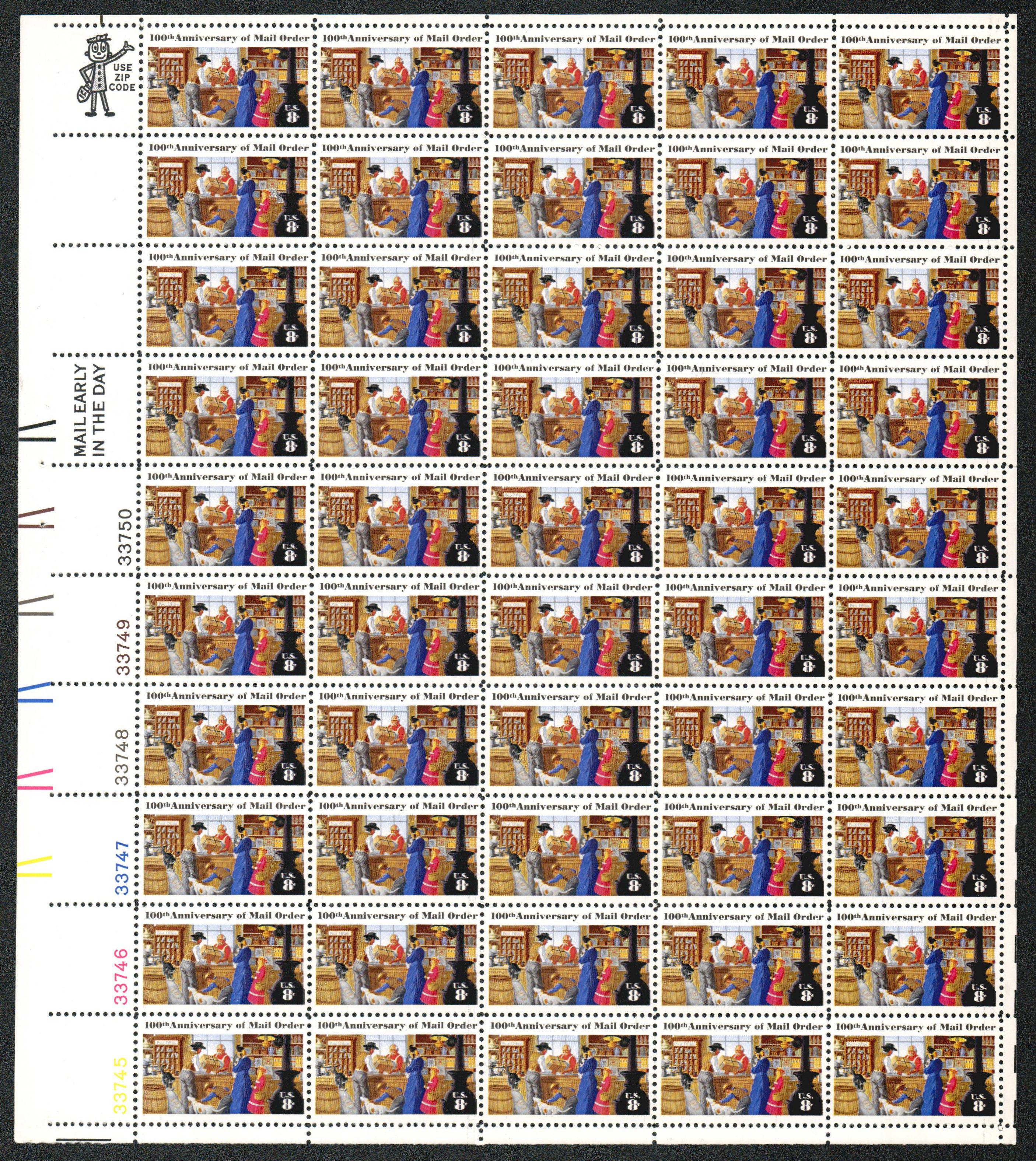 1468 MNH 5 Plate numbers block 12 stamps (100th Anniversary of