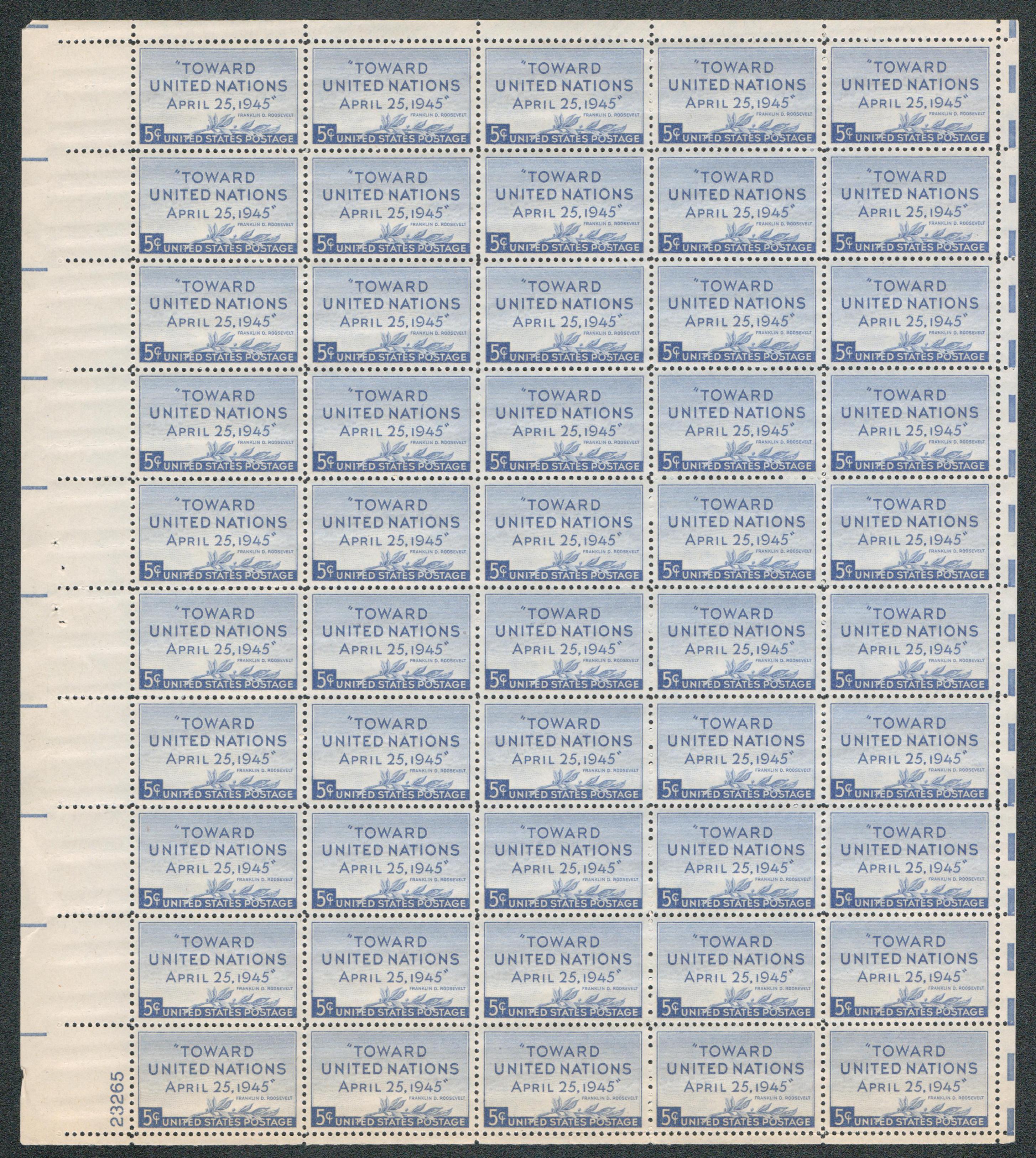 928 - 1945 5c UN Peace Conference - Mystic Stamp Company