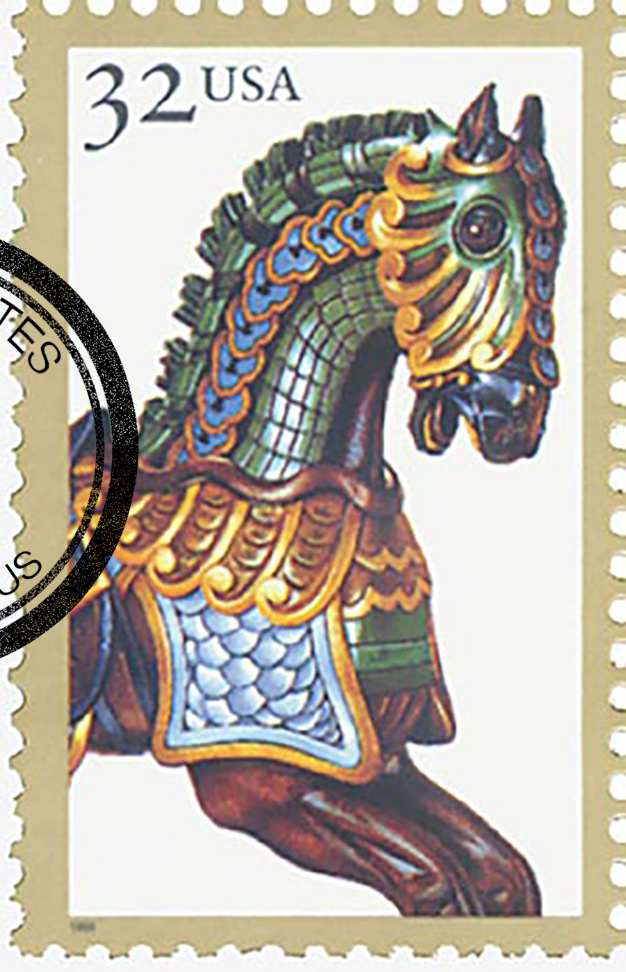 2978 - 1995 32c Carousel Horses: Armored Jumper - Mystic Stamp Company