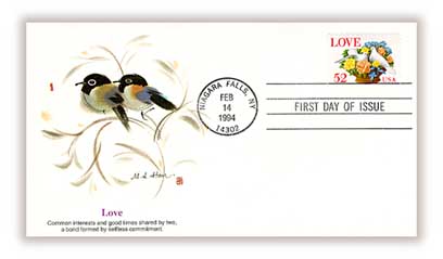 5 Dove and Roses Love Series 52c Unused Vintage 1994 Postage Stamps for  Mailing - Collecting - Crafts. Scott Catalog 2815