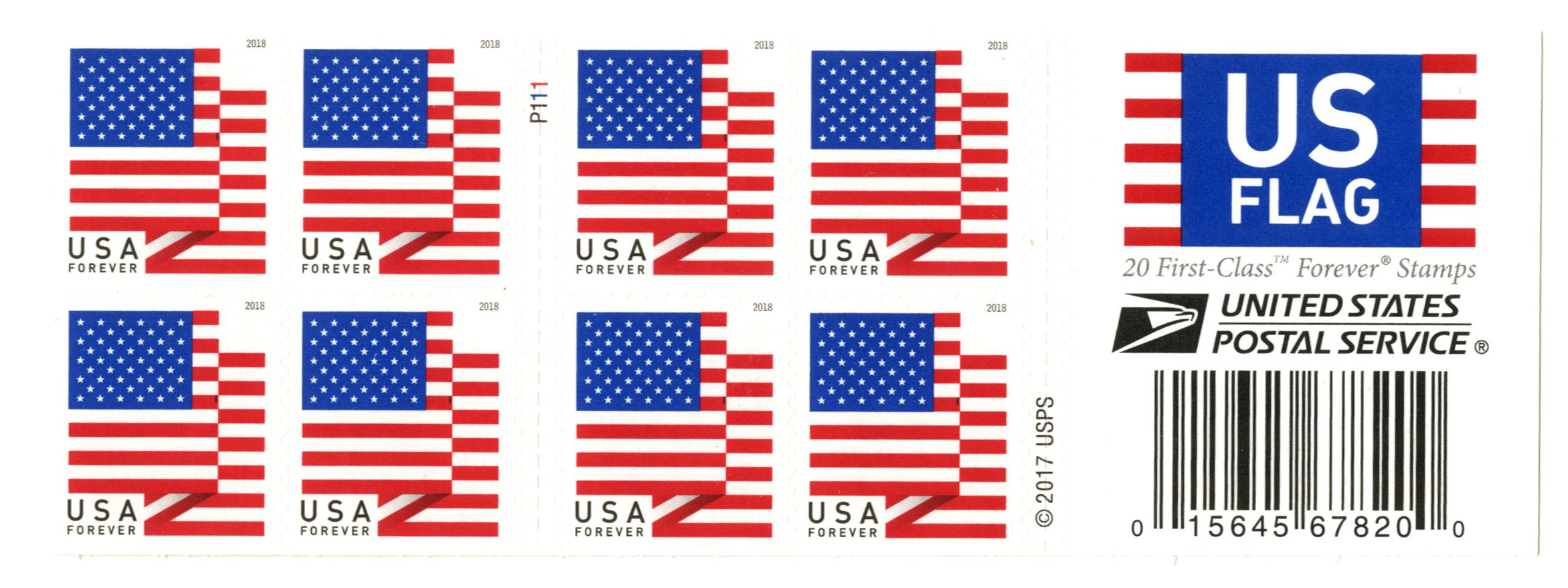 USPS U.S. Flag 2023 Forever Stamps Book of 20