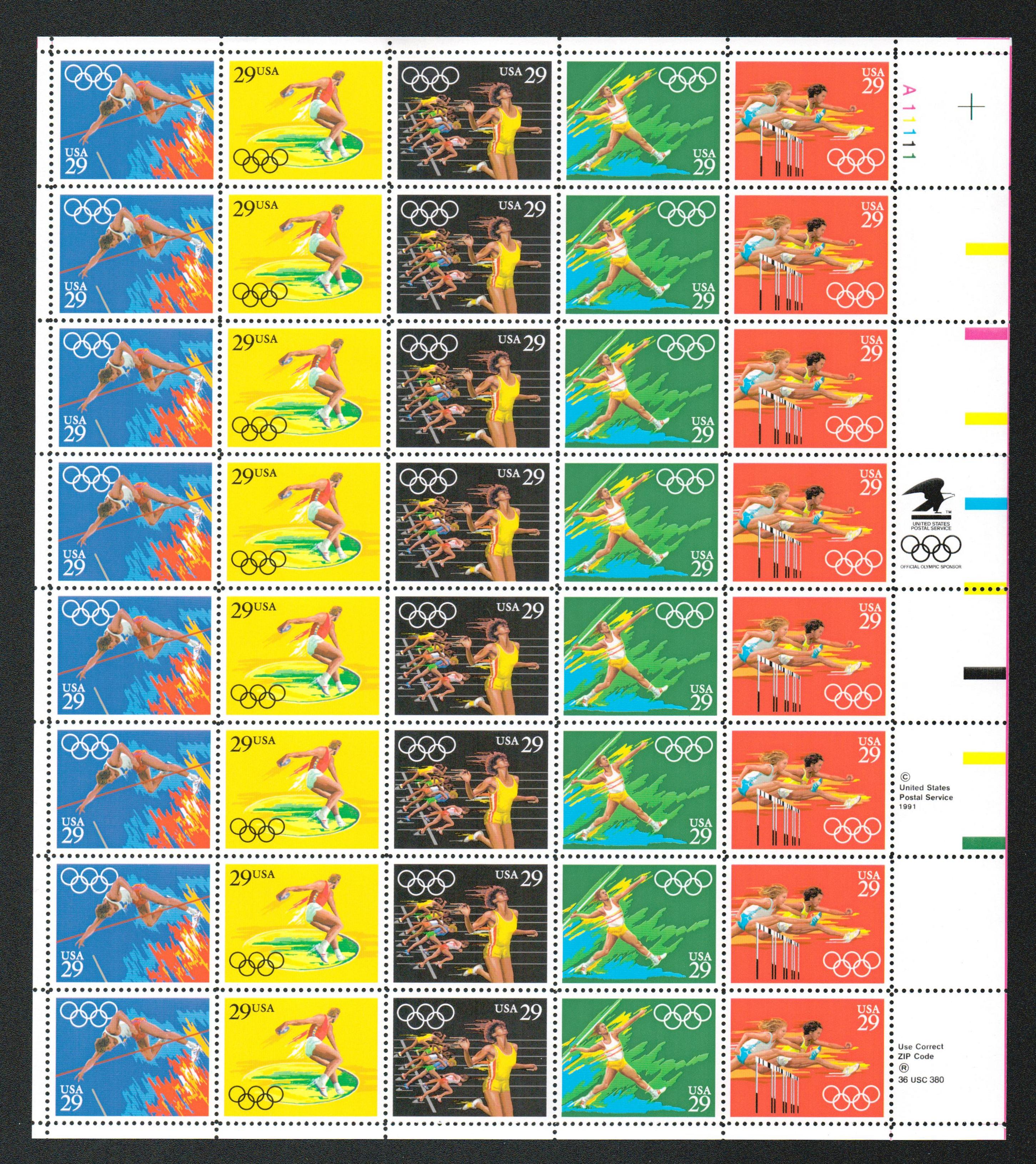 2553-57 - 1991 29c Summer Olympics - Mystic Stamp Company