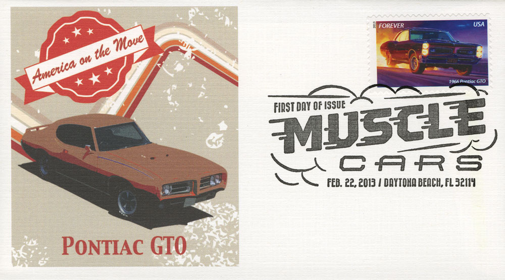 4744 2013 FirstClass Forever Stamp Muscle Cars 1966 Pontiac GTO