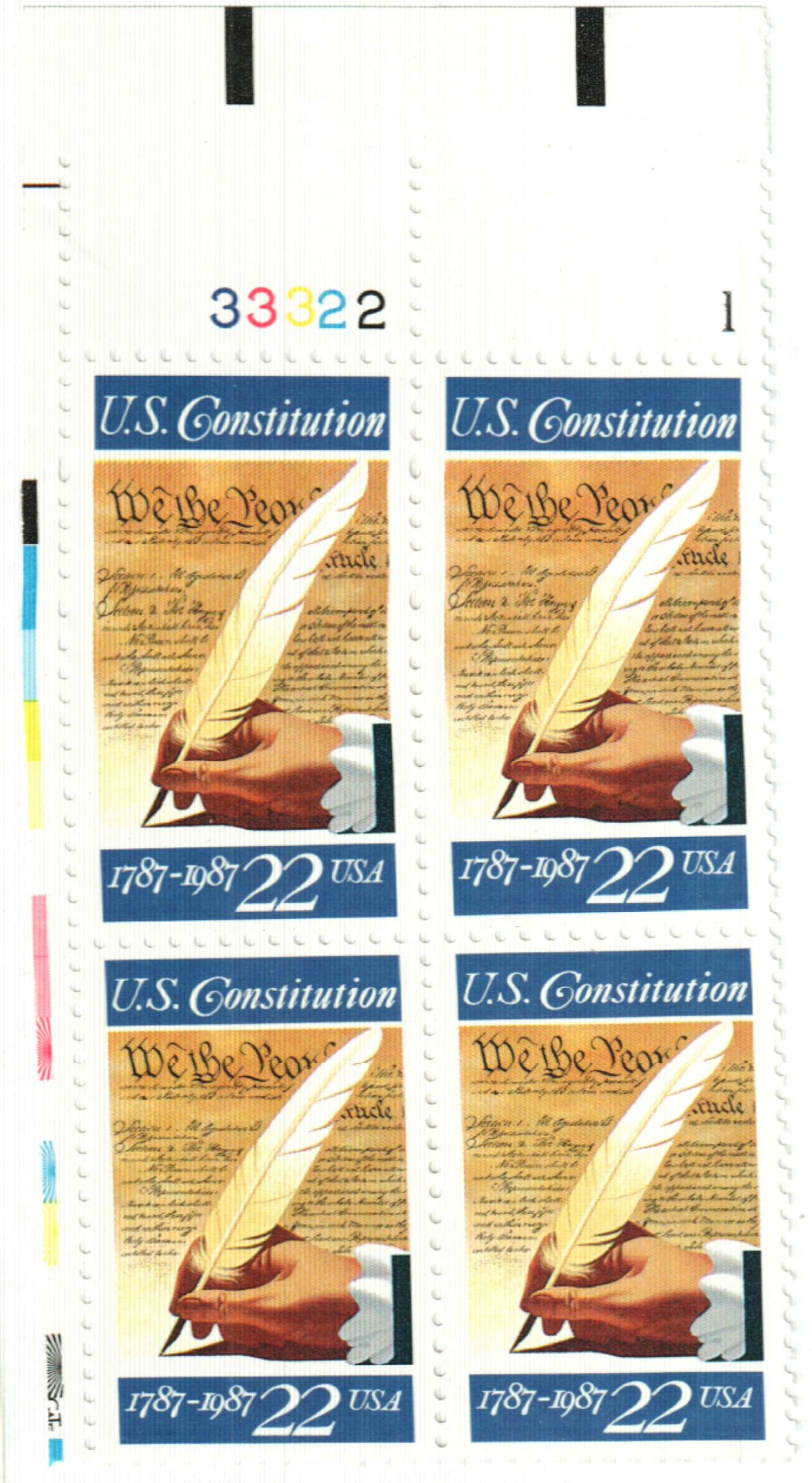 20 USPS Stamps 22 Cent - Signing of the U.S. Constitution - Scott 2360 MNH