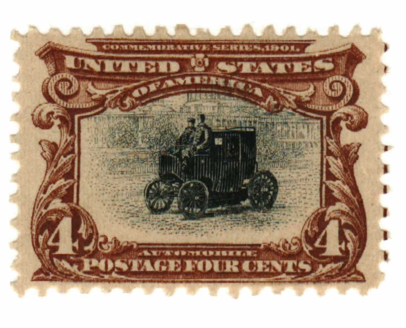 296 - 1901 4c Pan-American Exposition: Electric Automobile - Mystic Stamp  Company