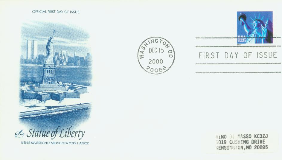 3451 - 2000 34c Statue of Liberty, non-denominational, booklet single -  Mystic Stamp Company