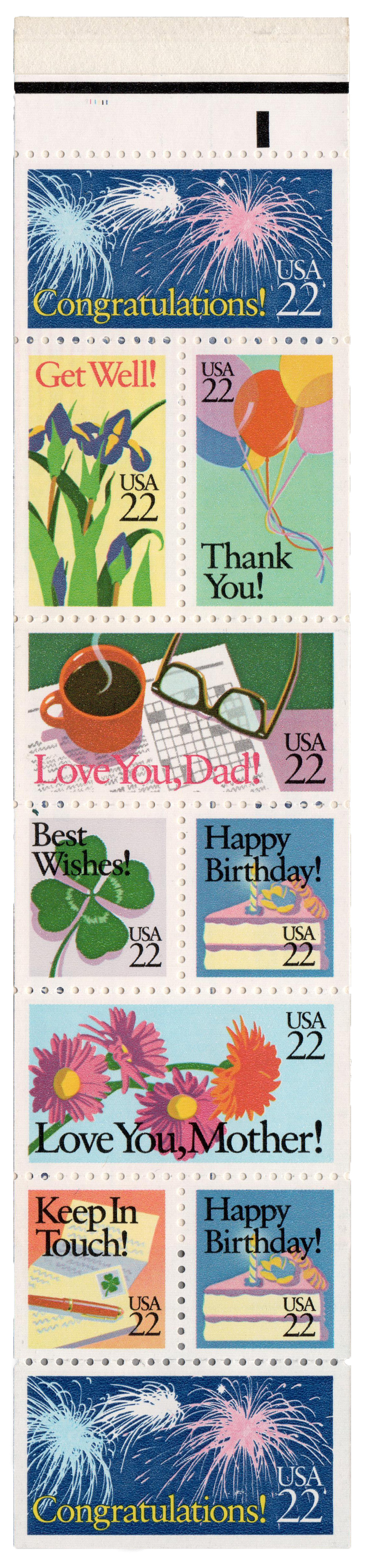 Five 22c Best Wishes Stamp Unused US Postage Stamps Pack of 5