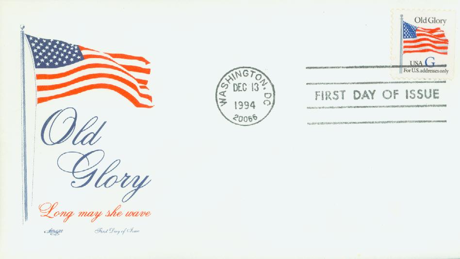 2884 - 1994 32c G-rate Old Glory, blue G, booklet single - Mystic Stamp  Company