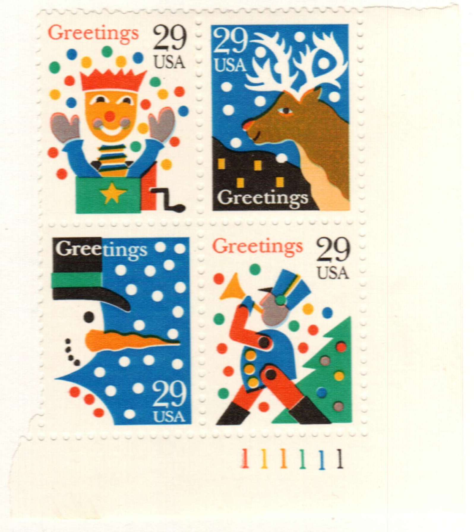 8 Christmas Toys 29c Unused Vintage 1992 Postage Stamps for