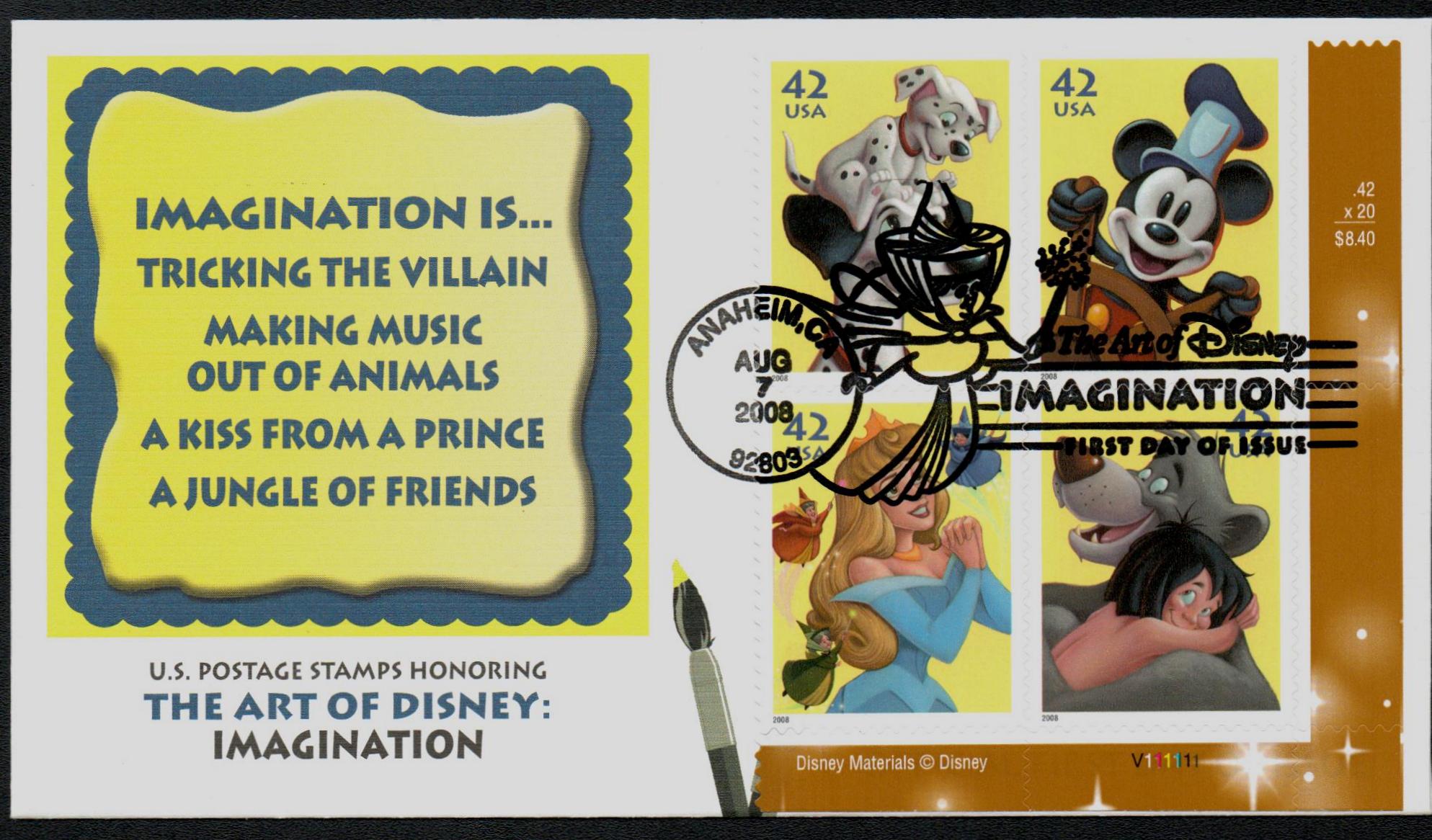 42c Disney Imagination Stamps .. Unused US Postage Stamps .. Block of 4 –  treasurefoxstamps