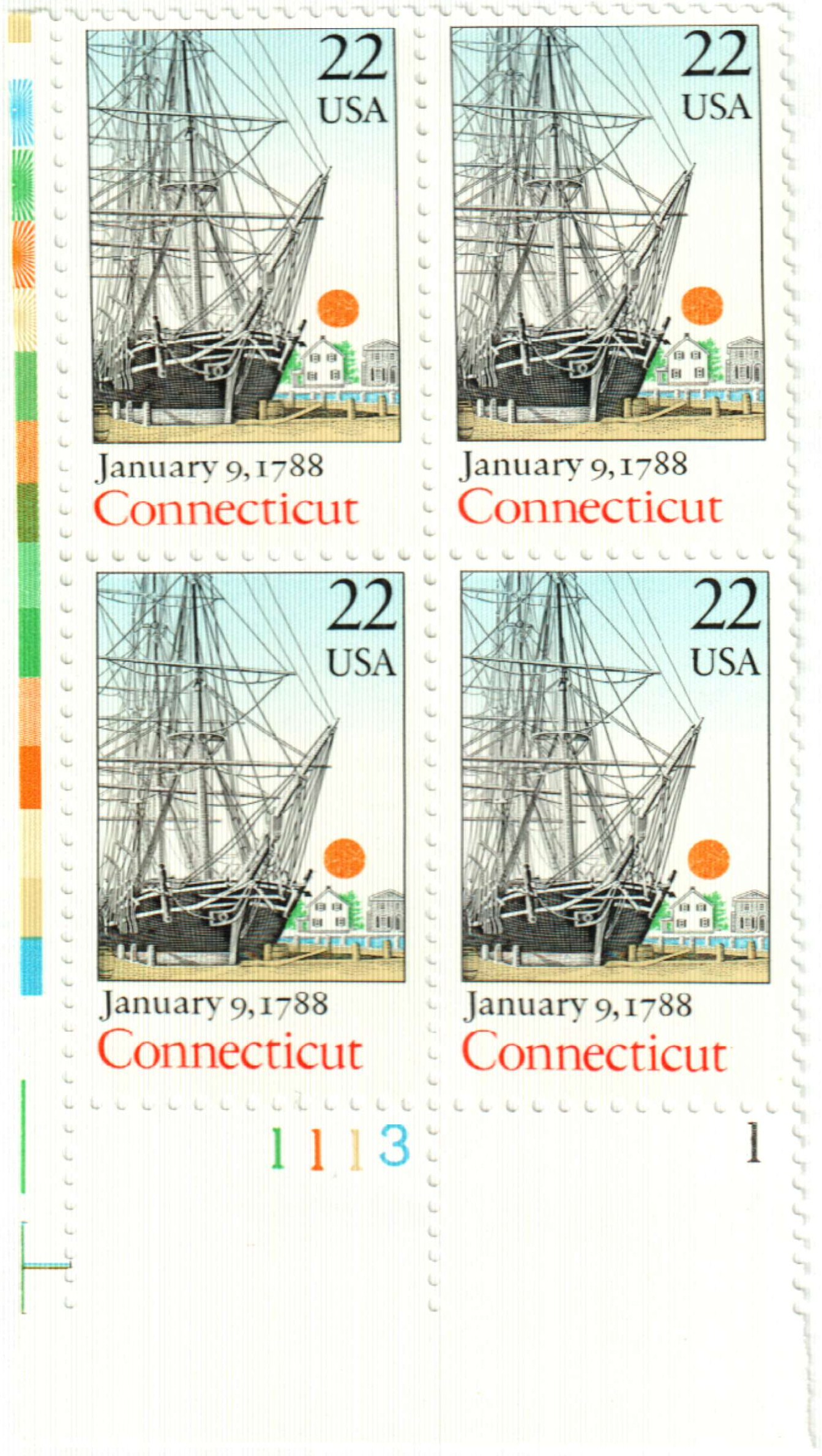 2340 - 1988 22c Bicentenary Statehood: Connecticut - Mystic Stamp Company