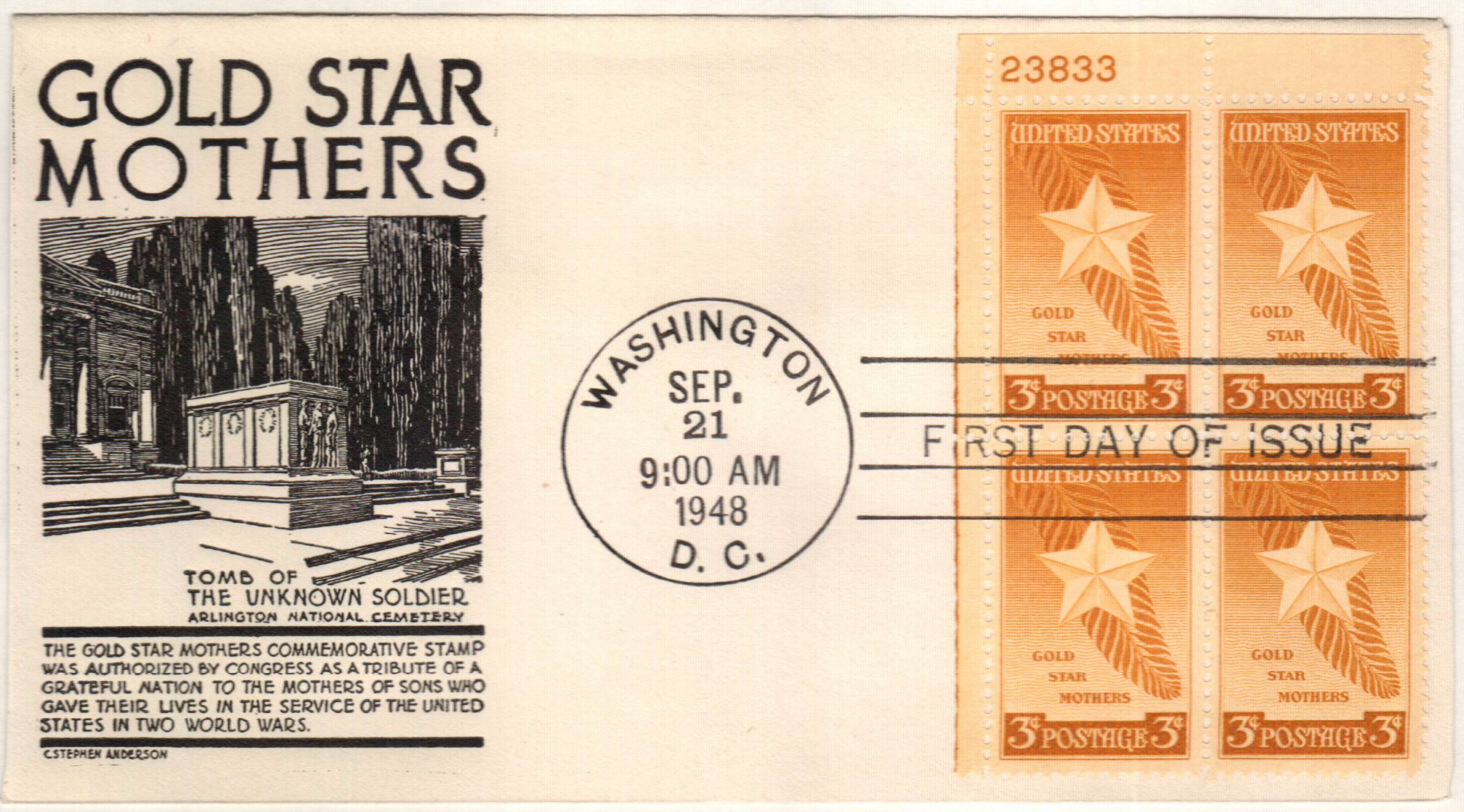 Single $.03 Cent US Postal Stamp, Gold Star Mothers, 1948, S#969
