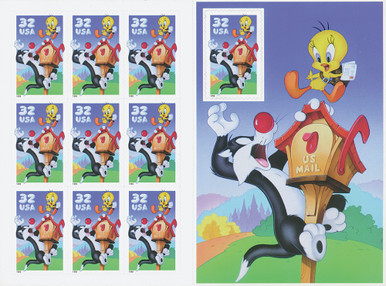 2 sheets of USPS stamps, One Bugs Bunny, One Sylvester and Tweety Bird —  ReCreate