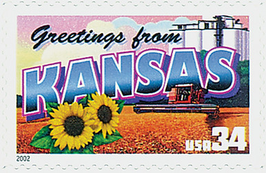 3576 - 2002 34c Greetings From America: Kansas - Mystic Stamp