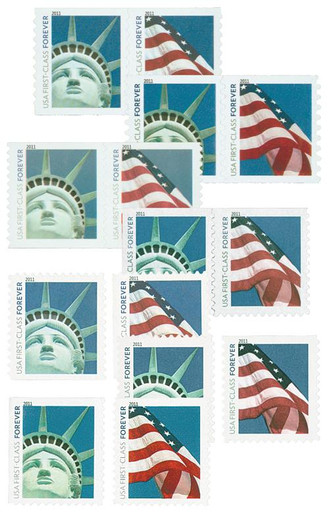 4486/4564 - 2010-11 Lady Liberty and US Flag, collection of 14