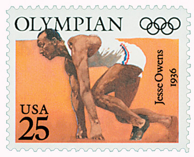 Original envelope with eight illustrated 1936 Olympic post stamps and three  Olympic Village cancellations